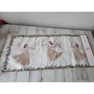 Rachel ashwell Angel cherub Gold lace table runner Xmas Holly mistletoe new